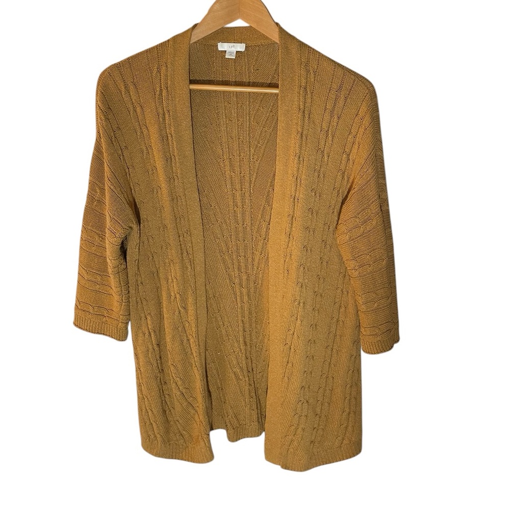 F9- XS Petite Open-Front Cable Knit Women’s Sweater Cable Cardigan - Mustard